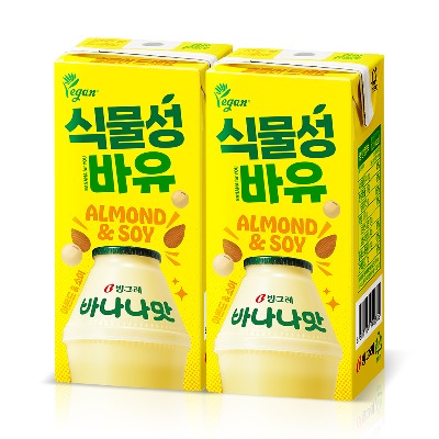 [빙그레] 식물성 바유 바나나맛 아몬드 비건두유 190ml 24팩 48팩 - 지브로마트